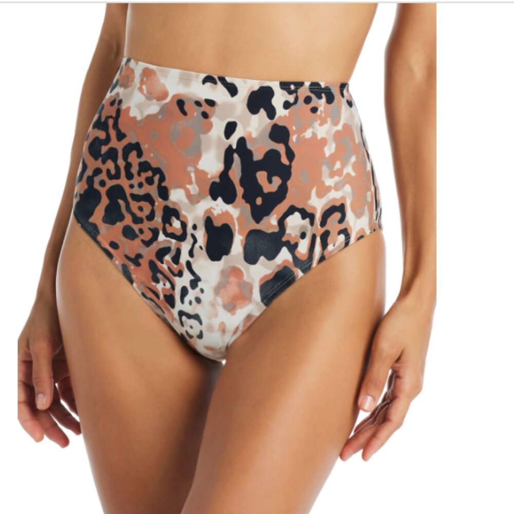 Beyond Control Women's Neutral Animal High-Waisted Bikini Bottoms Size 8 00989